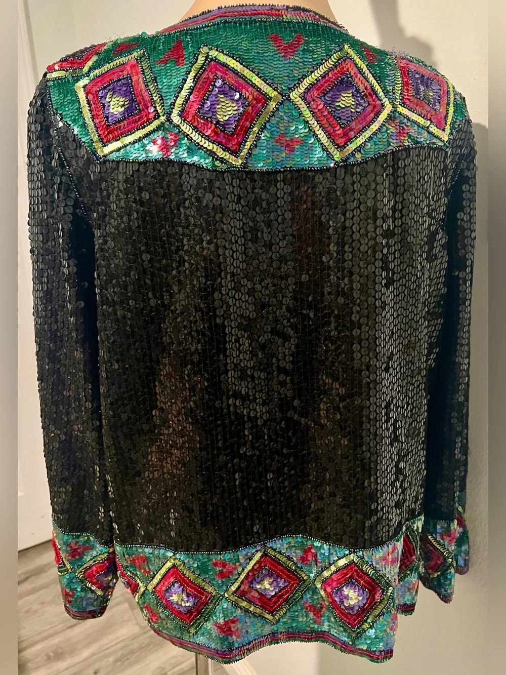 Vintage Sequins Beaded Silk Blazer Suit Jacket
